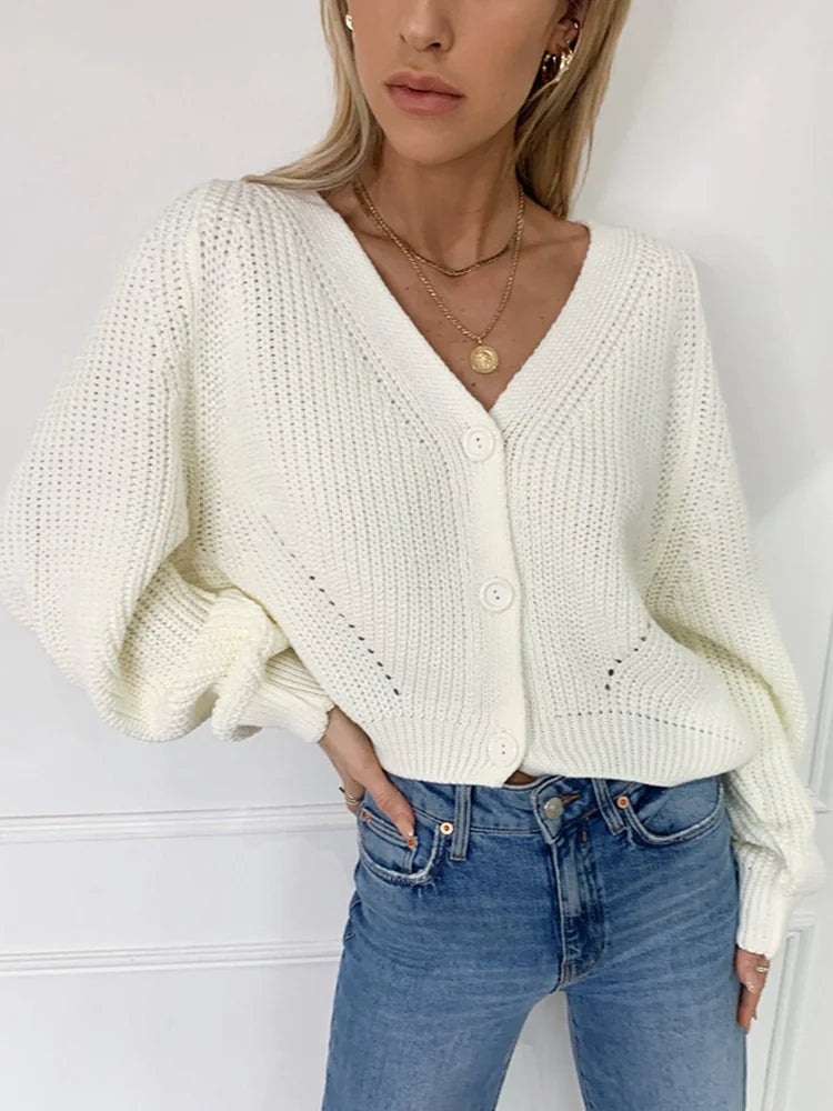 V Neck Luxe Sleeve Cardigan