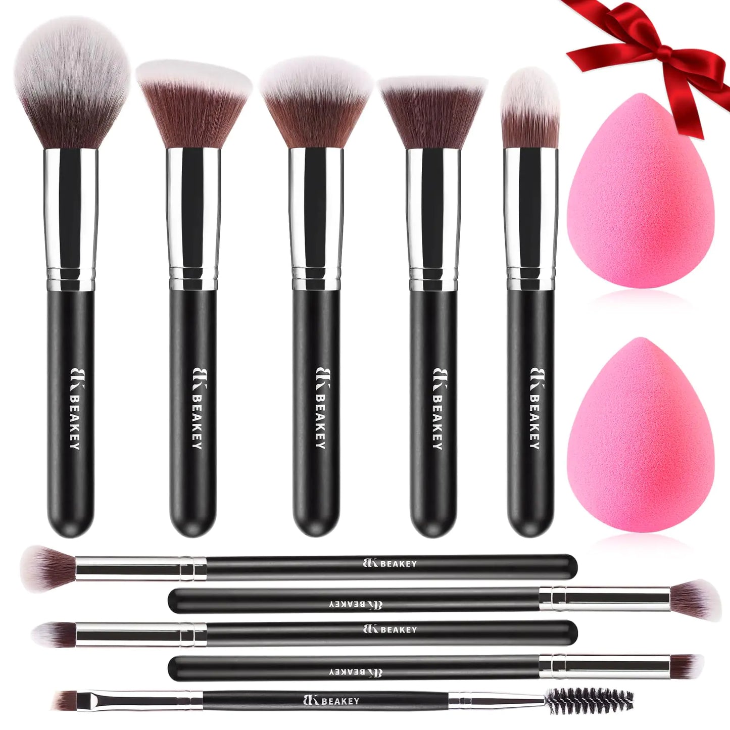 15-Piece Makeup Brush Set with Sponges & Beauty Case
