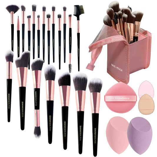 Complete Makeup Brush & Sponge Kit – 23 Piece Professional Set for Eyes and Face