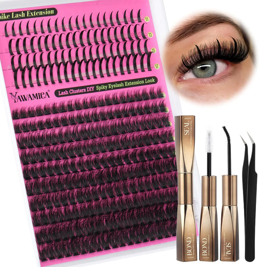 Manga Spiky Lash Cluster Kit – 10–16mm & 11–17mm with Bond, Seal & Tweezers