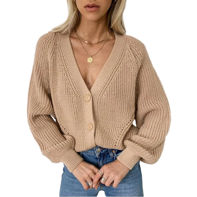 V Neck Luxe Sleeve Cardigan
