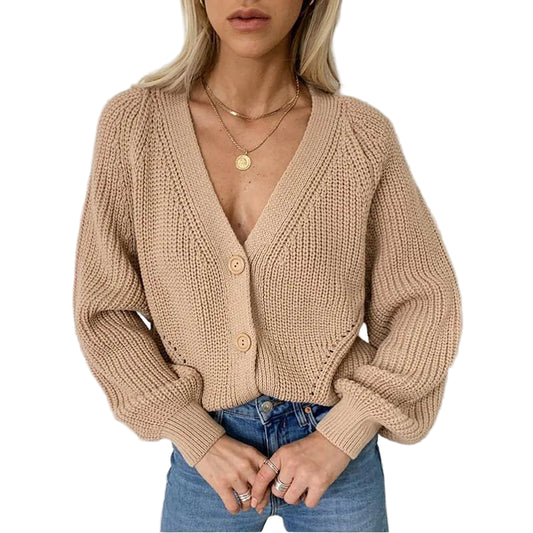 V Neck Luxe Sleeve Cardigan