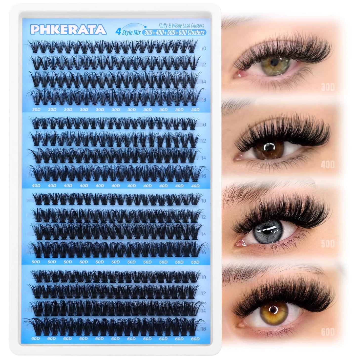 Fluffy & Wispy Lash Clusters – 320 pcs DIY Kit, 4-Style Mix, 10–16mm D-Curl