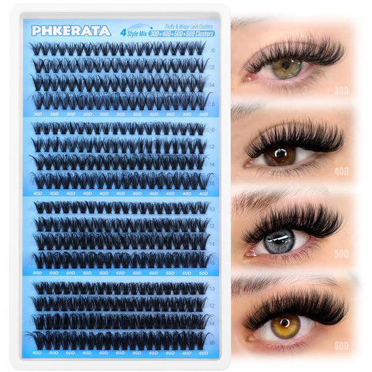 Fluffy & Wispy Lash Clusters – 320 pcs DIY Kit, 4-Style Mix, 10–16mm D-Curl