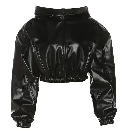 Everyday Cropped Leather Hoodie