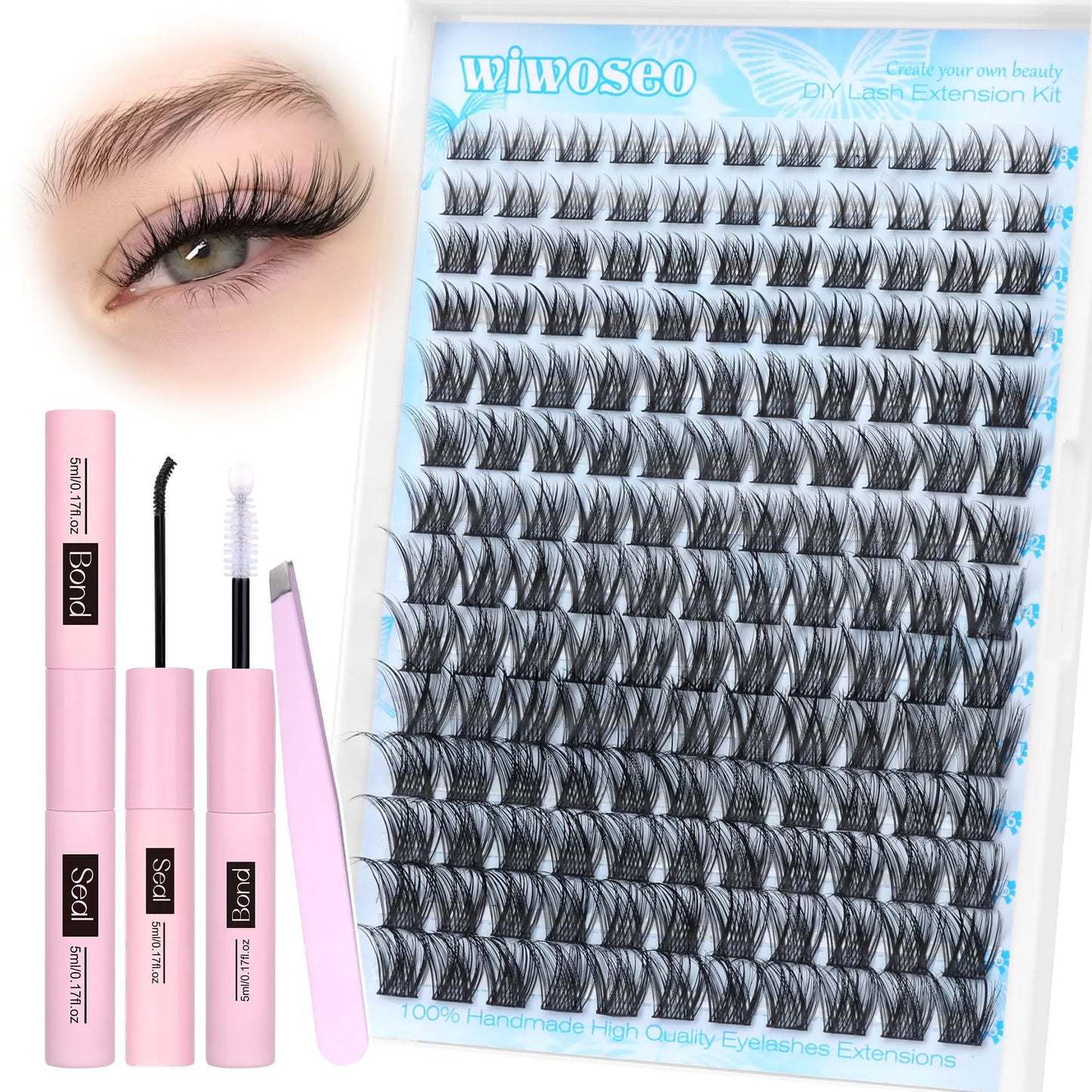 Dreamy Wisps Lash Cluster Kit – Waterproof Bond & Seal, 8–16mm D Curl