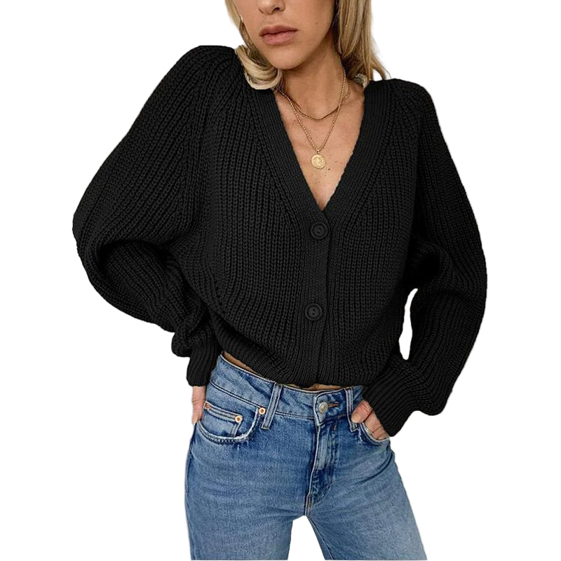 V Neck Luxe Sleeve Cardigan