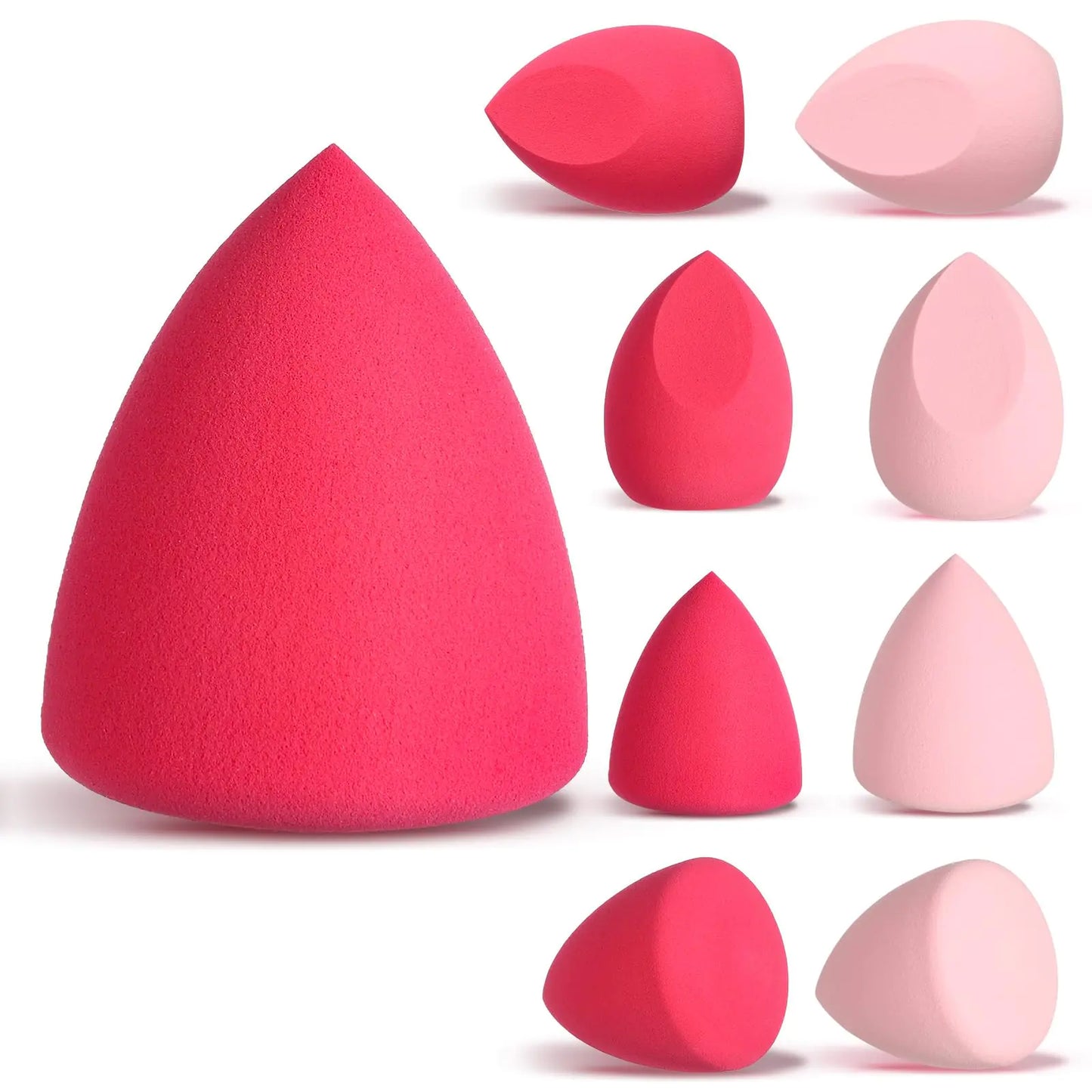 8-Piece Makeup Sponge Set – Soft Blender for Foundation & Concealer (Pink & Rose Red)