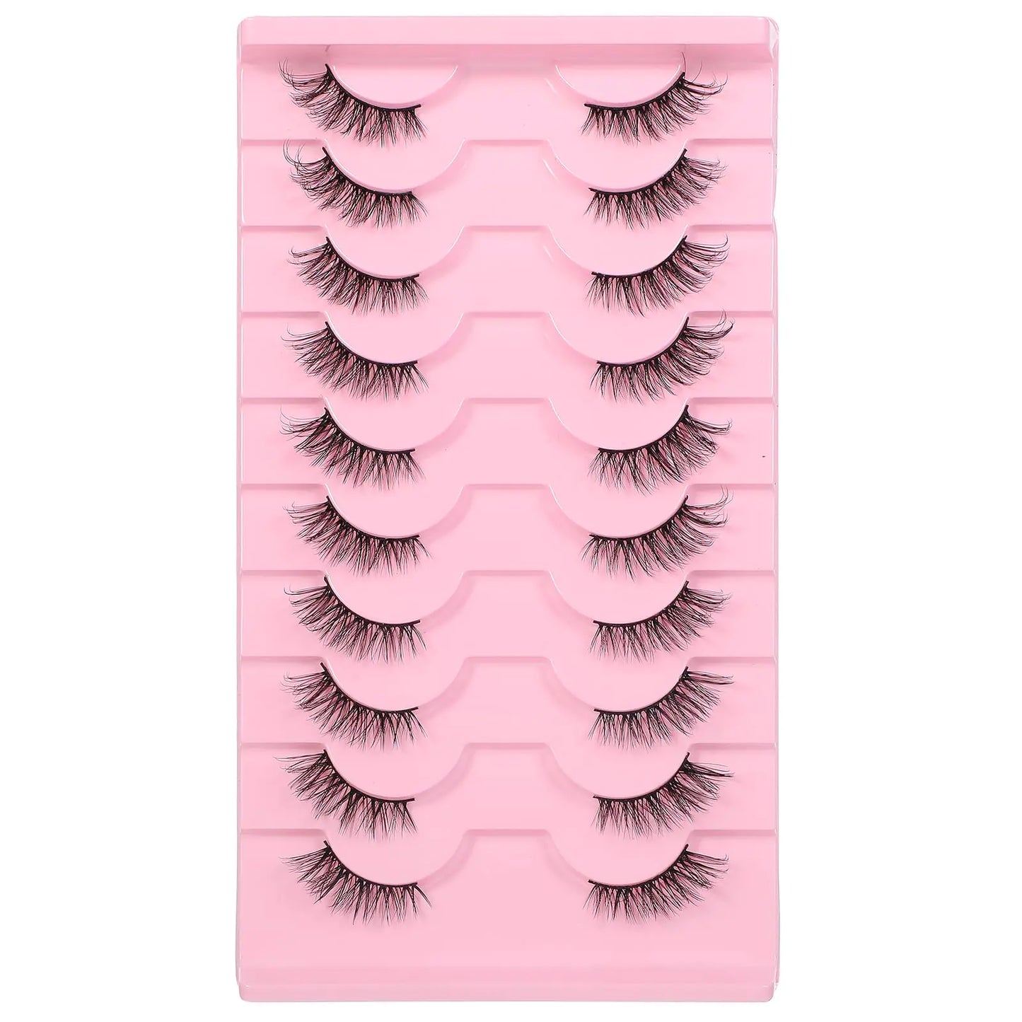 Fluffy Fox Eye Half Lashes – 10 Pairs, Short Strip 3D Mink